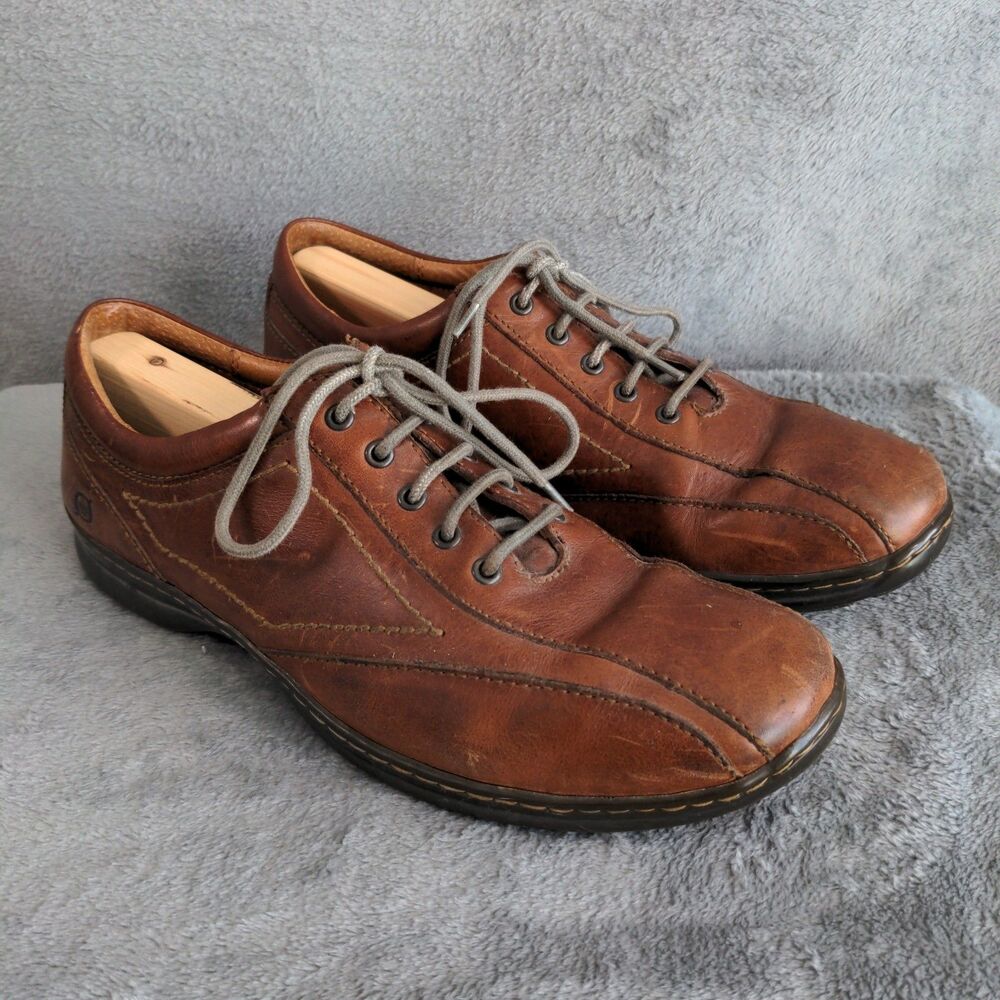 Born Bicycle Toe Oxford Sneakers Mens 10 Brown Leather Lace Up Casual Shoes